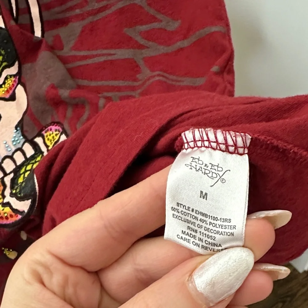 Ed Hardy Men's Maroon Graphic Tee